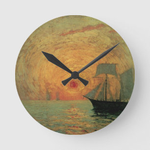 Horloge Ronde Soleil rouge par Maxime Maufra, impressionnisme Vi