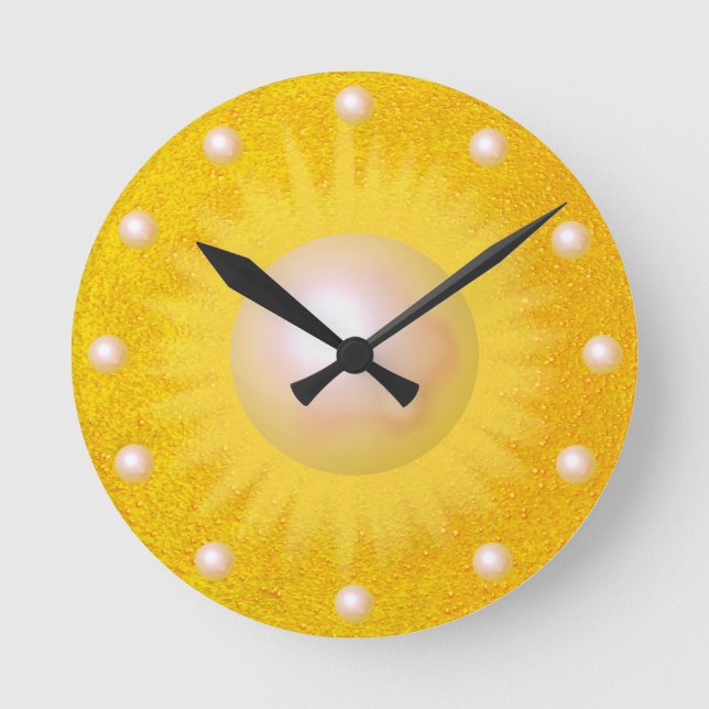 Horloge Ronde Soleil Soleil Doré Jaune Soleil brillant (Recto)