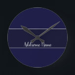Horloge Ronde Solid color Navy Blue Modern Stylish<br><div class="desc">Custom Template Customized designs. Personalize with your own name,  a great gift for anyone including yourself.</div>