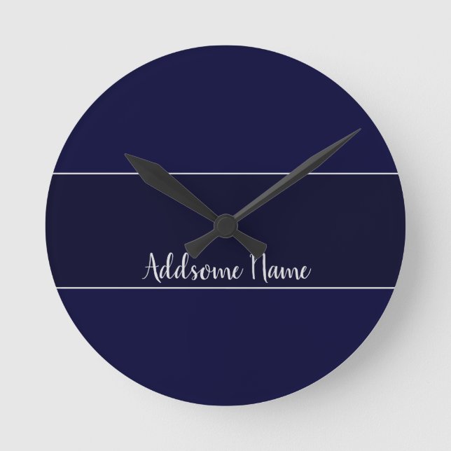 Horloge Ronde Solid color Navy Blue Modern Stylish (Recto)