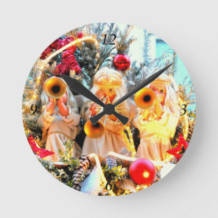 Horloge Ronde son de la trompette d'anges de Joyeux Noël