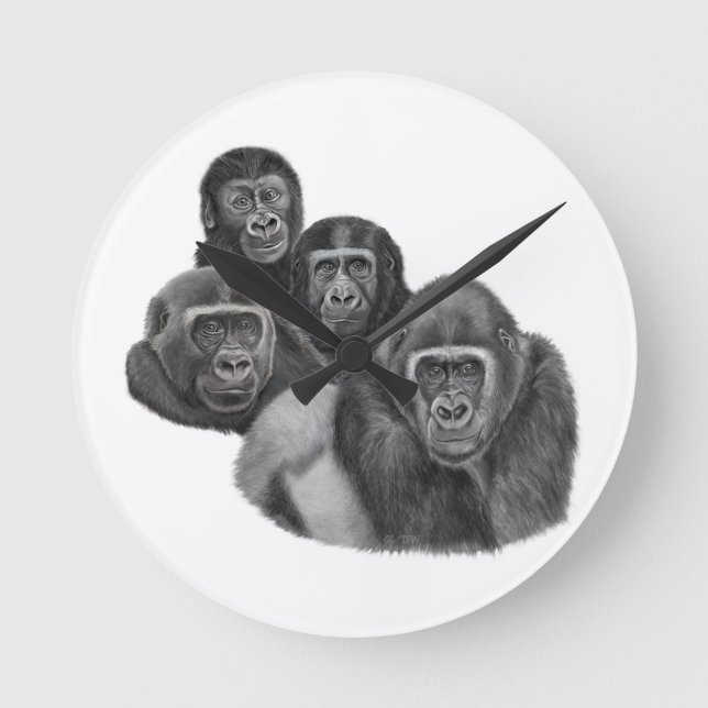 Horloge Ronde Son Gorilla Clock By AGE. Gorilla Life (Recto)