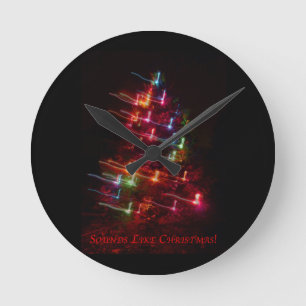 Horloge Ronde Sons Like Christmas (Arbre & Notes)