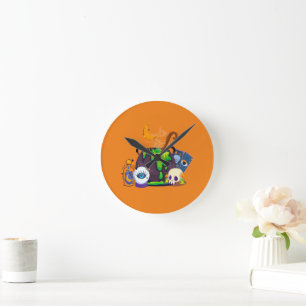 Horloge Ronde Sorcière Cuisine Cauldron Potion Sous Le Lune