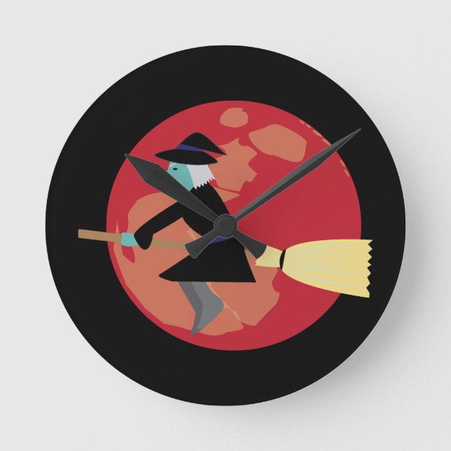 Horloge Ronde Sorcière volant la nuit (Recto)