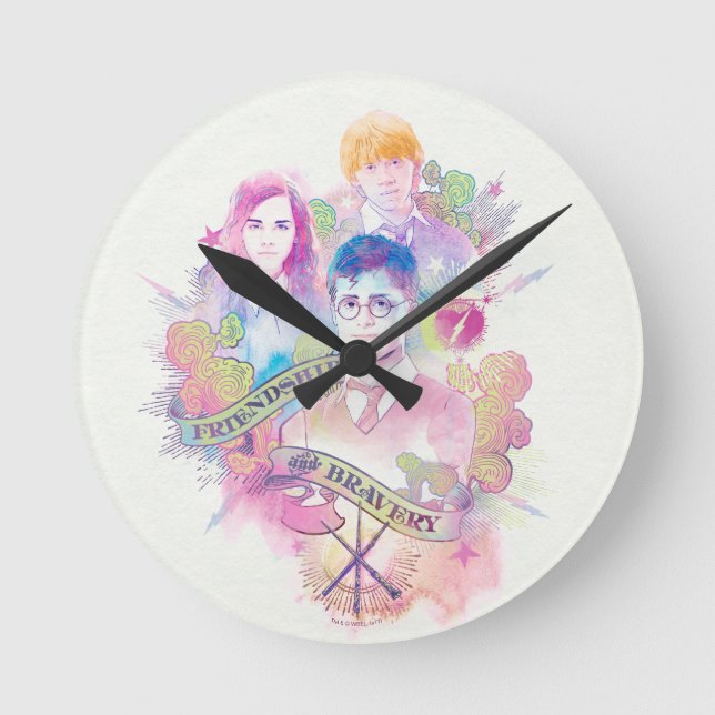 Horloge Ronde Sortilège Harry Potter | Harry, Hermione et Ron da (Recto)