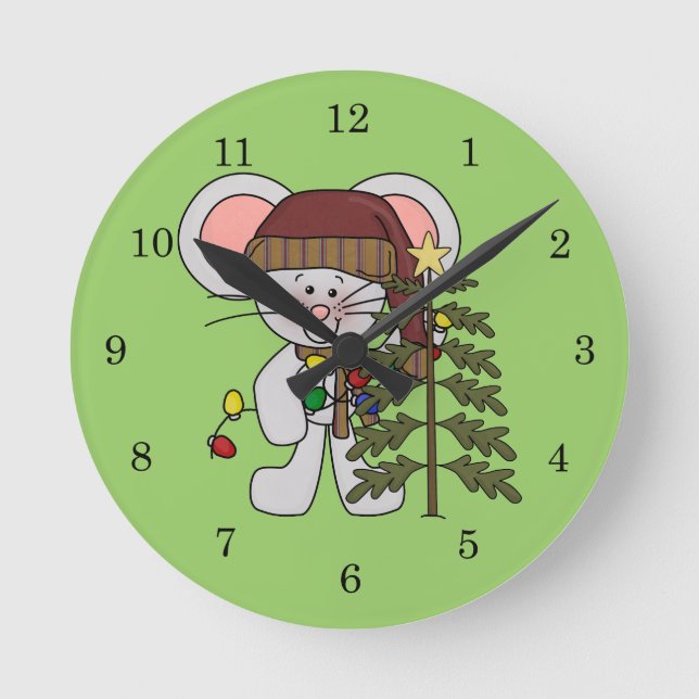 Horloge Ronde Souris de Noël décorant l'arbre (Recto)