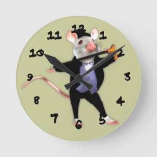 Horloge Ronde Souris mignonne Dapper, souris Dancing Cartoon