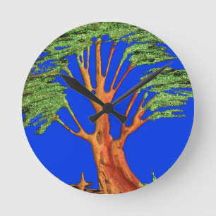 Horloge Ronde Sous le ciel bleu : La collection d'arbres Acacia