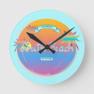 Horloge Ronde South Beach, Miami, Floride avec Palms