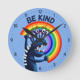 Horloge Ronde Soyez gentil Rainbow Cute Kindness Kids