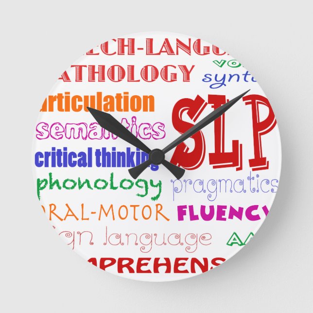 Horloge Ronde Speech Language Pathologist Colorful Fun Font (Recto)