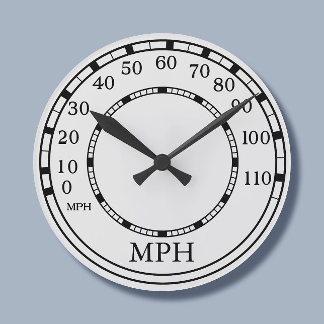 Horloge Ronde Speedometer MPH Garage White Clock (Add your initials)