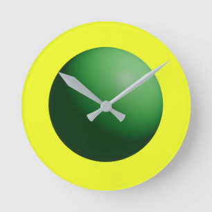 Horloge Ronde Sphère verte sur jaune