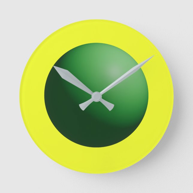 Horloge Ronde Sphère verte sur jaune  (Recto)