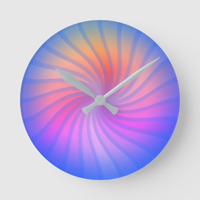 Horloge Ronde Spirale arc-en-ciel bleu  (Recto)
