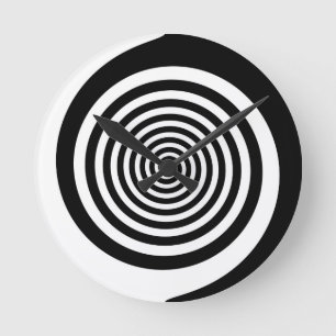 Horloge Ronde Spirale hypnotique noire et blanche