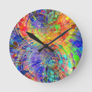 Horloge Ronde Spirales Colorées Captivantes