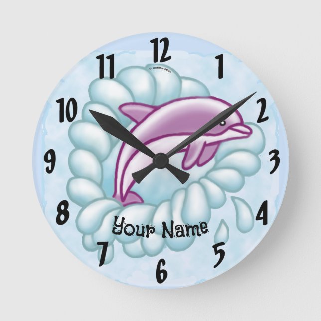 Horloge Ronde Splash de dauphin (Recto)