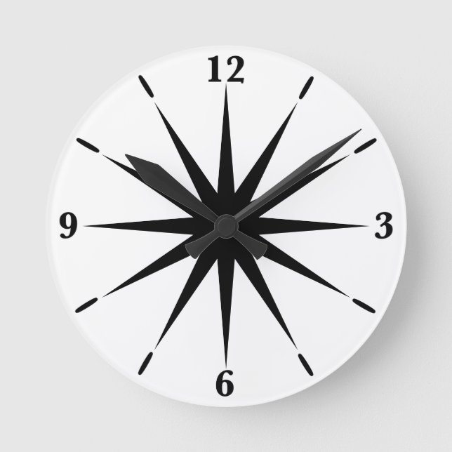Horloge Ronde Sport Douze Points Spikes Black Et White Art (Recto)