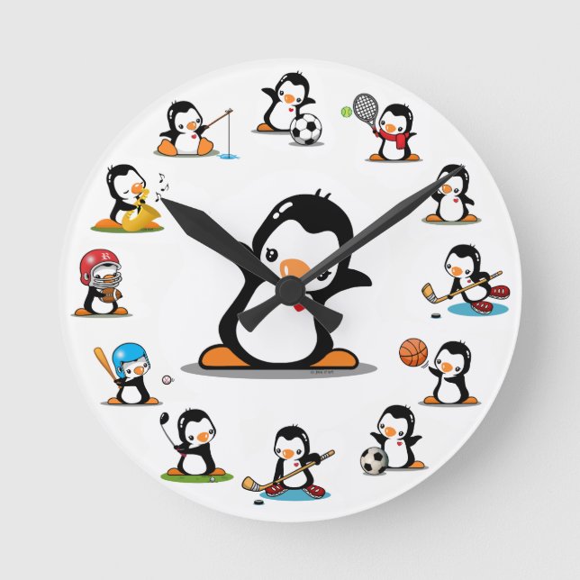 Horloge Ronde Sport Penguins (Recto)