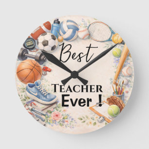 Horloge Ronde Sports Teacher Thank You Gift End of School Year