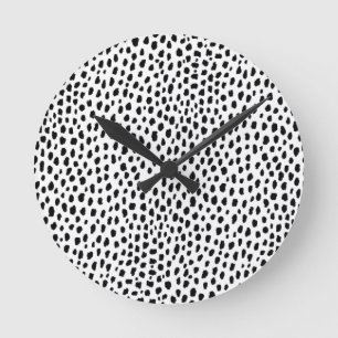 Horloge Ronde Spots dalmatiens (noir/blanc)