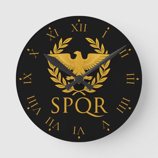 Horloge Ronde SPQR Roman Eagle Emblem – Golden Aquila & Laurel (Recto)