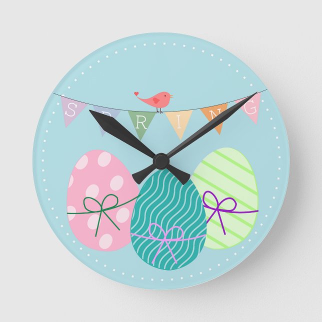 Horloge Ronde Spring powder blue Easter eggs (Recto)