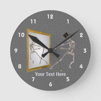 Horloge Ronde Squelette Dansant Avec Top Chapeau Et Canne
