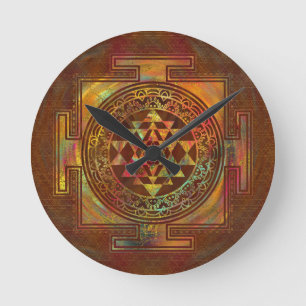 Horloge Ronde Sri Yantra coloré / Sri Chakra