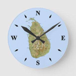 Horloge Ronde Srilankem Map Clock