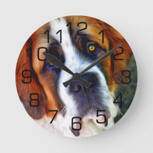 Horloge Ronde St Bernard Dog Painting