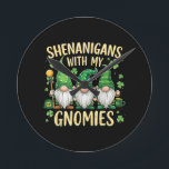 Horloge Ronde St Patrick’s Day Lucky Shamrock Gnome<br><div class="desc">St Patrick’s Day Lucky Shamrock Gnome</div>