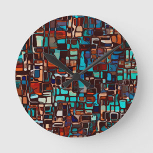 Horloge Ronde stained glass mosaic abstract