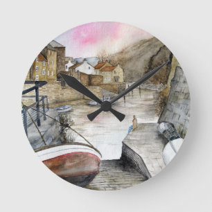 Horloge Ronde Staithes, North Yorkshire, Angleterre Aquarelle