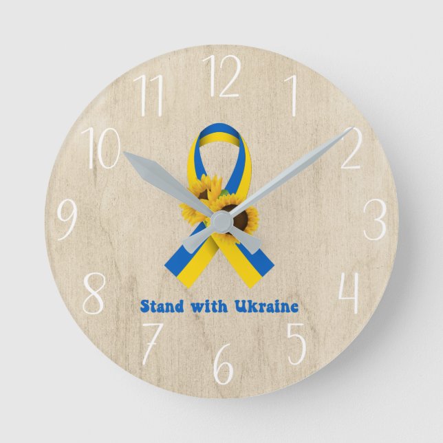 Horloge Ronde Stand With Ukraine Support Ribbon  (Recto)