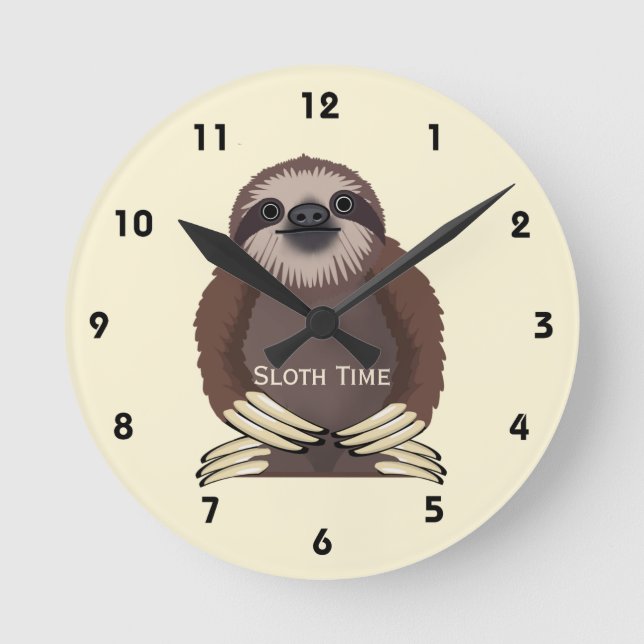 Horloge Ronde Standing Sloth Design Acrylique Wall Clock (Recto)