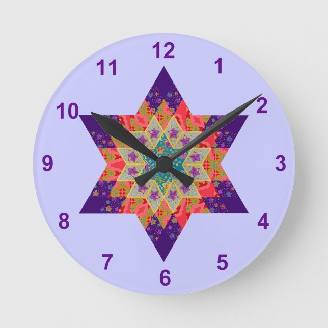 Horloge Ronde Star Quilt in Purple and Orange (Recto)