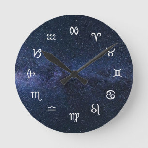 Horloge Ronde Star Signs: astrology symbols on starry sky
