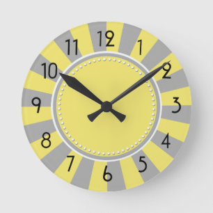 Horloge Ronde Starburst jaune et gris barre l'horloge