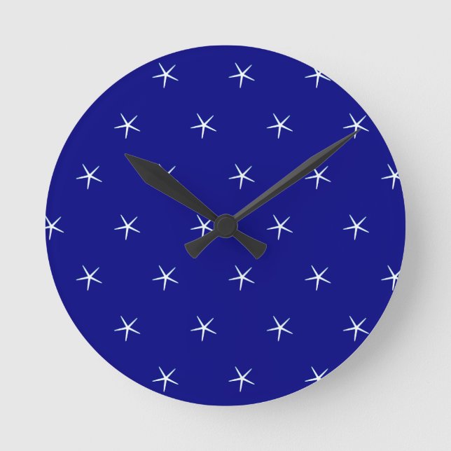Horloge Ronde Starfish Motif Marine bleu Custom Cadeau nautique (Recto)
