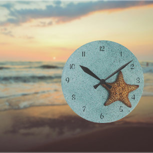 Horloge Ronde Starfish on the Beach Photo