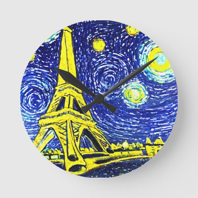 Horloge Ronde Starry Night Paris France (Recto)