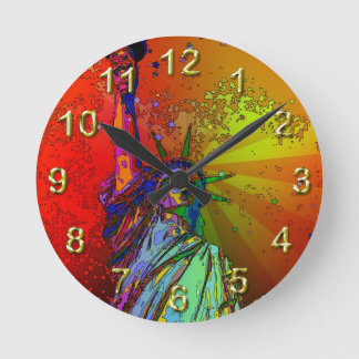Horloge Ronde Statue en couleur arc-en-ciel psychédélique NYC de