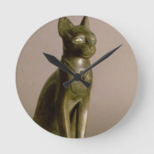 Horloge Ronde Statuette d'un chat représentant la déesse Bastet