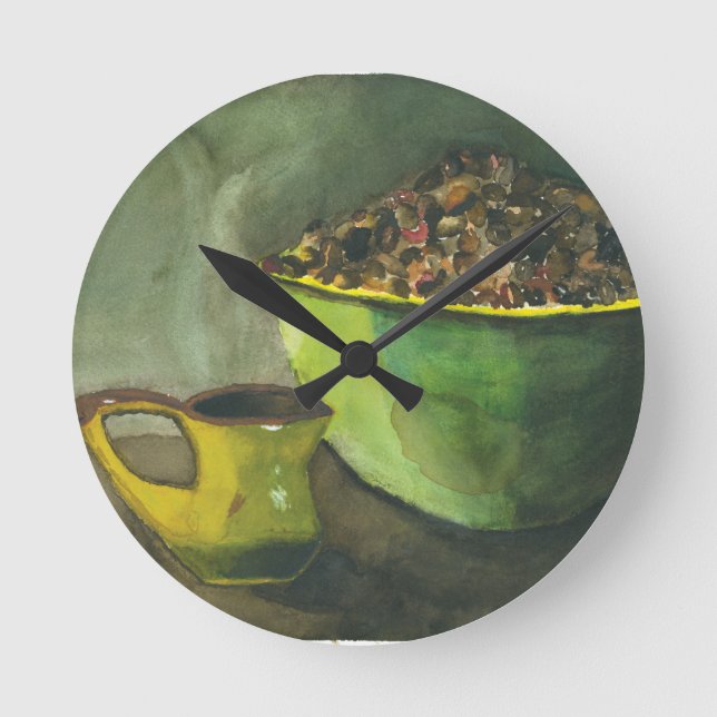 Horloge Ronde Steaming Morning Cup Cup of Coffee Bowl Coffee Bea (Recto)