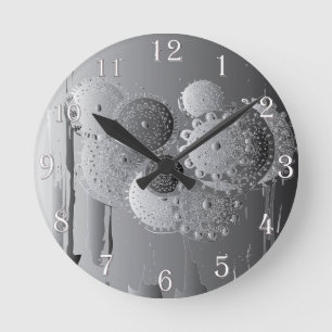 Horloge Ronde Steampunk Gris Mandala Floral avec chiffres blancs