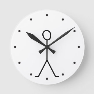 Horloge Ronde Stickman Dessin À Main Drôle