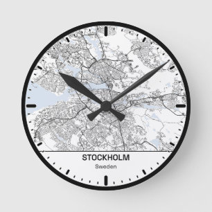 Horloge Ronde Stockholm Clock City Line Art